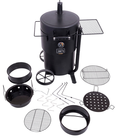 Char-Broil 19202089 Drum Smoker, Porcelain-Coated Steel Cooking Surface, Charcoal, Steel, Black