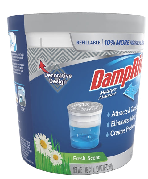 DampRid FG01FSSB Refillable Moisture Absorber, 11 oz Tub, Solid, Fresh