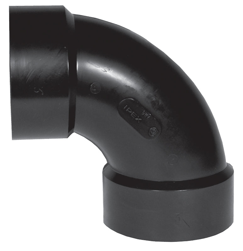 IPEX 027131 Pipe Elbow, 1-1/2 in, Hub, 90 deg Angle, ABS, Black, SCH 4 ...