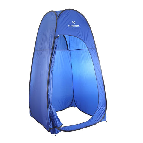 Stansport 738 Pop-Up Privacy Shelter, 48 in L, 48 in W, 84 in H, Polyethylene, Blue, Polyethylene Fabric, Blue Fabric