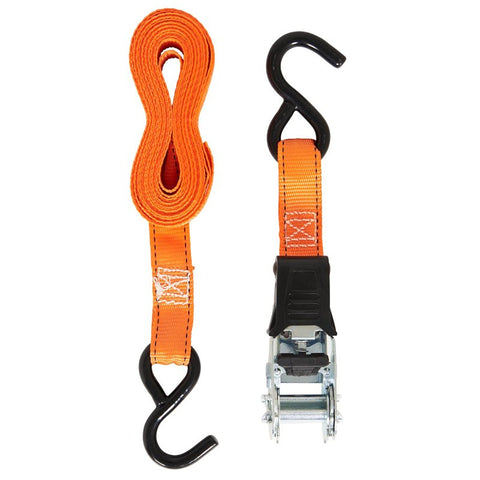 Keeper 05506 Tie-Down, 1 in W, 15 ft L, Polyester, Yellow, 500 lb, S-Hook End Fitting