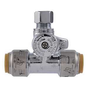 SharkBite Max Series UR24984A Service Stop Ball Valve, 1/2 x 3/8 in Connection, Push-To-Connect x Compression