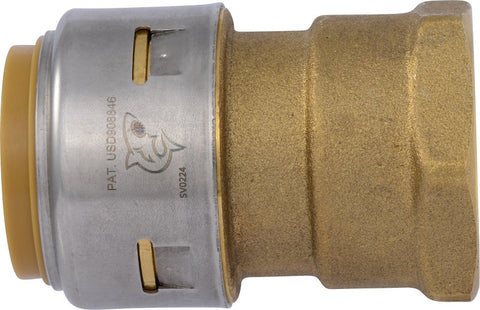 SharkBite Max Series UR094A Adapter, 1 in, Push-To-Connect x FNPT, Brass/Stainless Steel, 400 psi Pressure