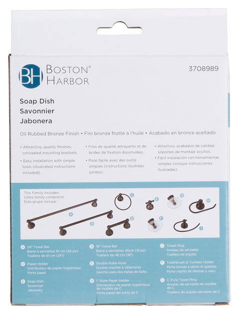 Boston Harbor L5059P-50-10-3L Soap Dish, Wall Mounting, Acrylic Tray/Zinc, Oil-Rubbed Bronze