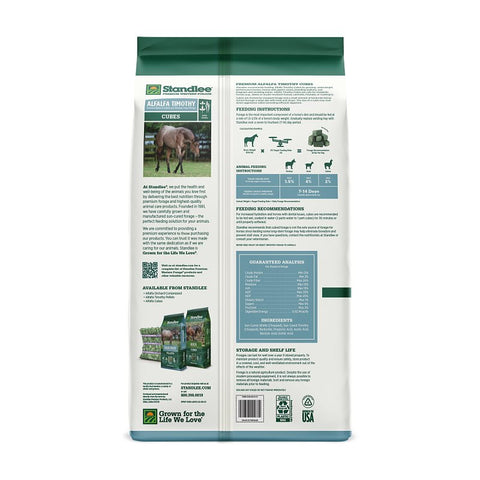 Standlee 1580-40101-0-0 Forage Grass, Cube, Alfalfa, Timothy Flavor, 40 lb Bag