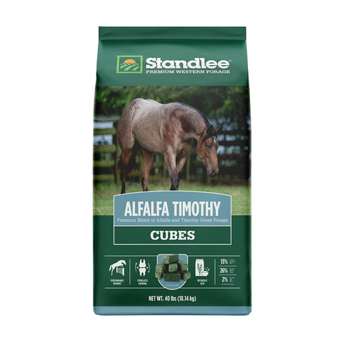 Standlee 1580-40101-0-0 Forage Grass, Cube, Alfalfa, Timothy Flavor, 40 lb Bag