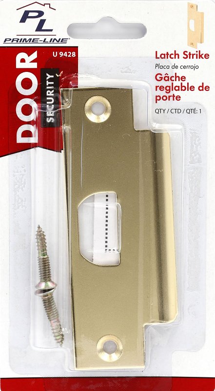 Defender Security U 9428 Strike Plate, 4-7/8 in L, 1-1/4 in W, Steel, Brass