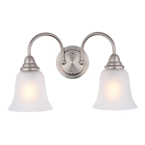 Boston Harbor LYB130928-2VL-BN Wall Sconce, 60 W, 2-Lamp, A19 or CFL Lamp, Steel Fixture, Brushed Nickel Fixture