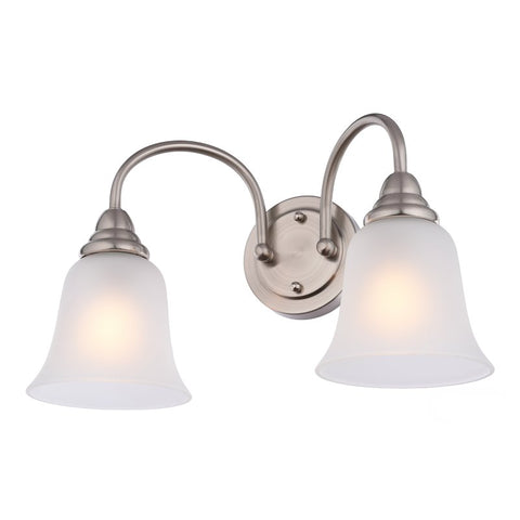 Boston Harbor LYB130928-2VL-BN Wall Sconce, 60 W, 2-Lamp, A19 or CFL Lamp, Steel Fixture, Brushed Nickel Fixture