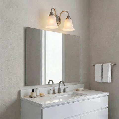 Boston Harbor LYB130928-2VL-BN Wall Sconce, 60 W, 2-Lamp, A19 or CFL Lamp, Steel Fixture, Brushed Nickel Fixture