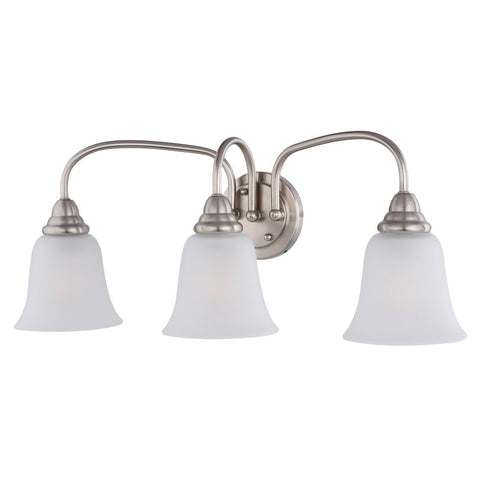 Boston Harbor LYB130928-3VL-BN Vanity Light Fixture, 60 W, 3-Lamp, CFL Lamp, Steel Fixture, Brushed Nickel Fixture