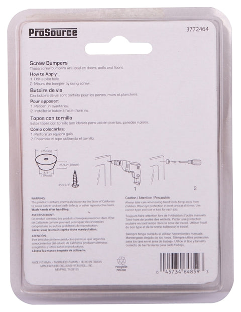 ProSource FE-50661-PS Furniture Leg Tip, Round, Rubber, Black, 1 in Dia, 25/64 in H