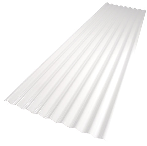 Palruf 101336 Corrugated Roofing Panel, 8 ft L, 26 in W, PVC, White, Pack of 10