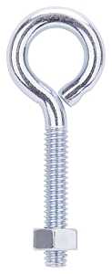 ProSource LR270 Eye Bolt, 6 mm Thread, Machine Thread, 1-3/8 in L Thread, 31/32 in Dia Eye, 130 lb Working Load, Steel, Pack of 20