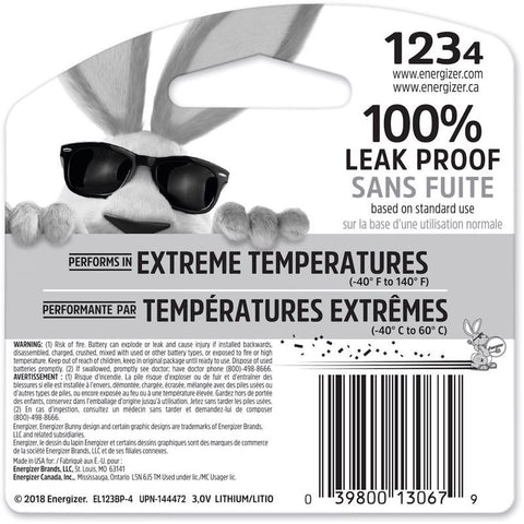 Energizer Lithium 123 3 V Camera Battery 4 pk