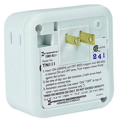 Intermatic Indoor 24 Hour Mechanical Timer 125 V White