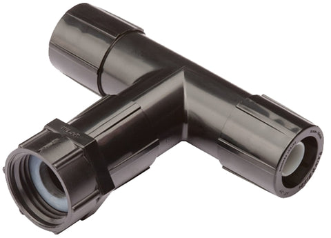Rain Bird EFTFHT-1SX Tee with FHT Adapter, 3/4 x 1/2 in Connection, FHT x Compression, Polyethylene, Black