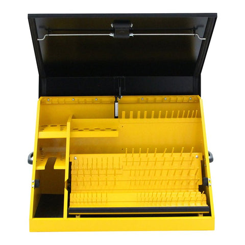 Quality Craft DXTB30BY Triangle Tool Box, Steel, Black/Yellow, 18-1/4 in H x 30-3/4 in W x 15-1/4 in D Outside