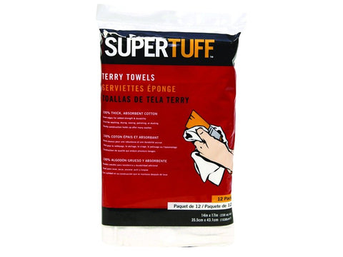 Trimaco SuperTuff 10750 Terry Towel, 17 in L, 14 in W, Cotton, White