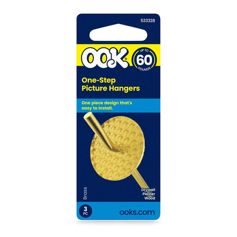 OOK 50093 One-Step Hanger, 60 lb, Steel, Brass, Gold