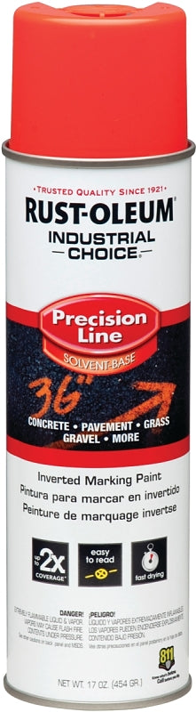 Rust-Oleum 203028 Inverted Marking Spray Paint, Semi-Gloss, Fluorescent Red/Orange, 17 oz, Can