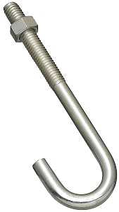 National Hardware 2195BC Series N232-959 J-Bolt, 3/8 in Thread, 5 in L, 225 lb Working Load, Steel, Zinc, Pack of 10