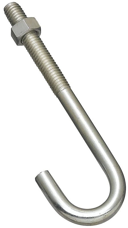 National Hardware 2195BC Series N232-959 J-Bolt, 3/8 in Thread, 5 in L, 225 lb Working Load, Steel, Zinc, Pack of 10