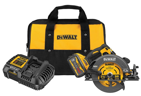 DEWALT DCS578X1 Series Brushless Circular Saw with Brake Kit, Battery Included, 60 V, 9 Ah, 7-1/4 in Dia Blade
