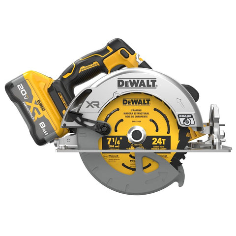 DEWALT 20V MAX XR DCS590WW1 Brushless Cordless Circular Saw, Battery Included, 20 V, 8 Ah, 7-1/4 in Dia Blade