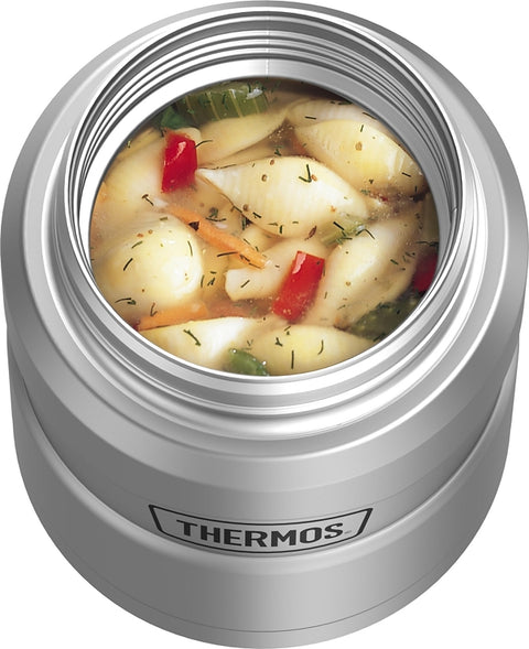 Thermos STAINLESS KING Series SK3000MSTRI4 Vacuum Insulated Food Jar with Foldable Spoon, Silver, 16 oz Capacity