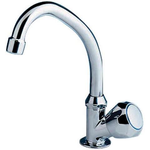 Scandvik 10172 Chrome Plated Brass Standard Cold Water Tap With Swivel Spout and Standard Knob