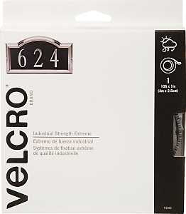 VELCRO Brand 91365 Fastener, 1 in W, 10 ft L, Nylon, Titanium, Rubber Adhesive