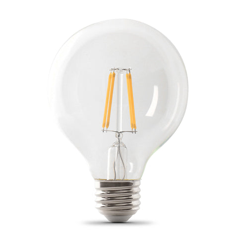 Feit Electric G2560/927CA/FIL/3 Filament LED Bulb, Globe, G25 Lamp, 60 W Equivalent, E26 Medium Lamp Base, Dimmable