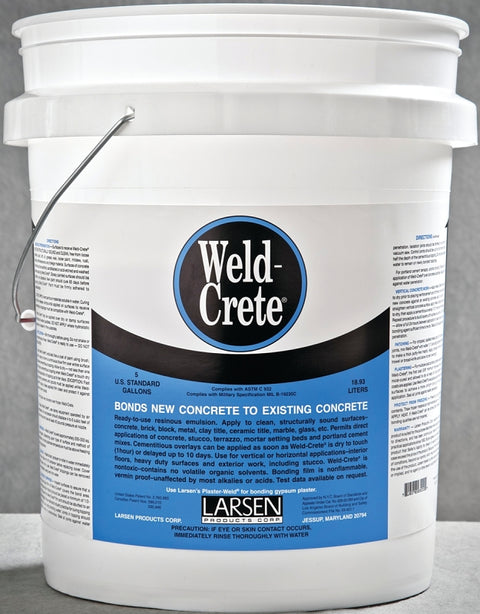 Larsen Weld-Crete WCP05 Bonding Agent, Liquid, Low to Slight Acetic, Blue, 5 gal Pail