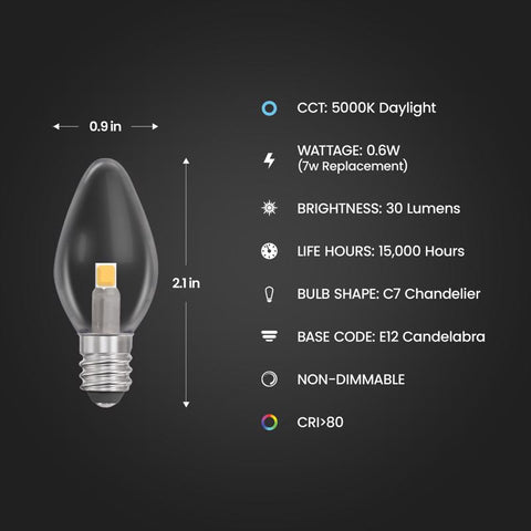 Feit C7 E12 (Candelabra) LED Bulb Daylight 7 Watt Equivalence 4 pk