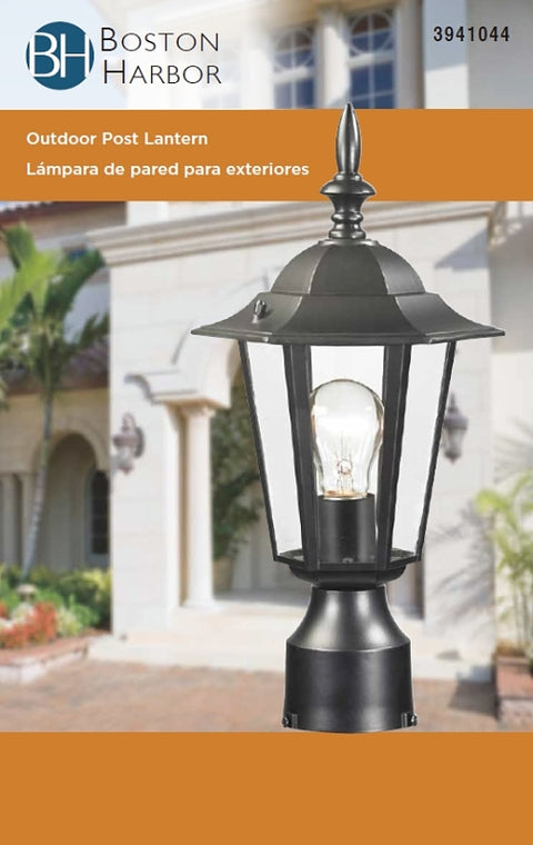 Boston Harbor AL8044-BK Post Lantern, 120 V, 60 W, A19 or CFL Lamp