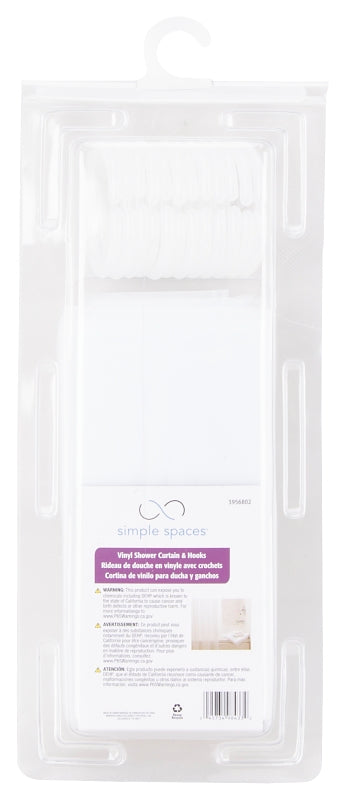 Simple Spaces SD-625FT-3L Shower Curtain with Hook, PVC/Vinyl, Frosted, Frosted