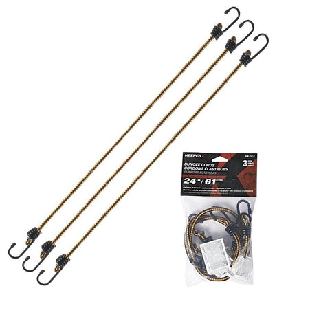 Keeper 06303 Bungee Cord, 24 in L, Rubber, Multi-Color, Hook End, Pack of 6