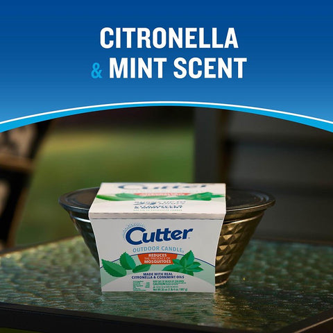 Cutter HG-97395 Candle, White, Citronella, Mint, 24 hr Burn Time, 20 oz