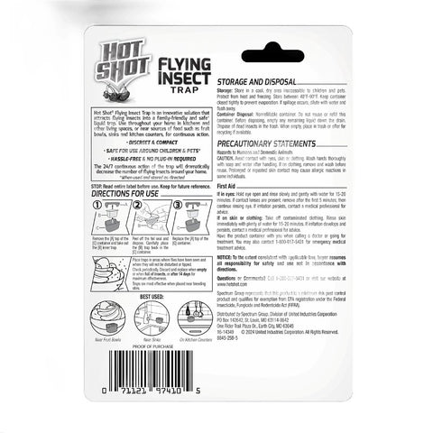 Hot Shot HG-97410 Flying Insect Trap, Liquid, Home, Pack of 6