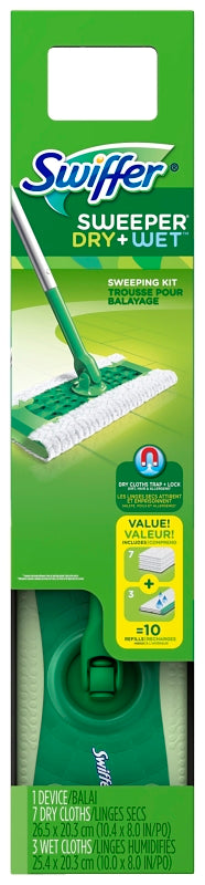 Swiffer 3700092814 Floor Sweeper Starter Kit, Includes: Dry Sweeping and Wet Mopping Refills and Hang Tag