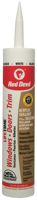 Red Devil Shell Box Red Devil Lifetime 0856PR Acrylic Sealant, White, -20 to 180 deg F, 10 ...