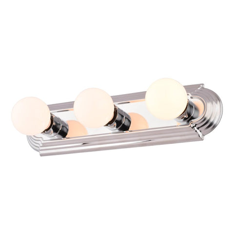 Boston Harbor 046043-CHROME Vanity Bar Fixture, 100 W, 3-Lamp, G Lamp, Steel Fixture, Polished Chrome Fixture