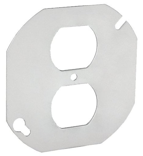 Southwire 54C40-UPC Flat Blank Cover, 0.06 in L, 4 in W, Octagonal, 2-Gang, Steel, Silver, Galvanized
