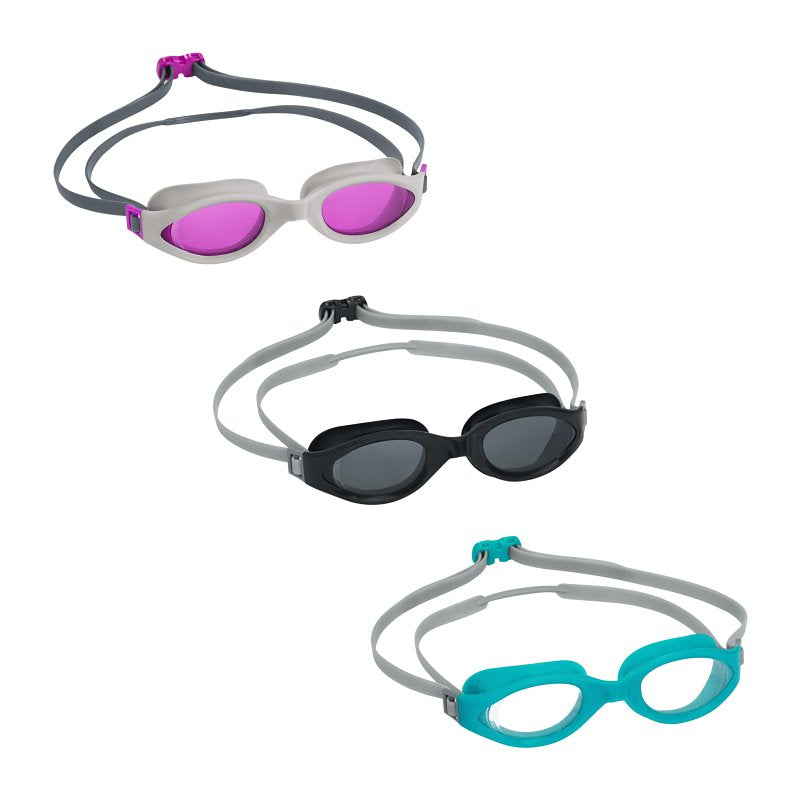 Bestway Accelera Series 21095 Swimming Goggles Set, Clear Lens, Silico ...