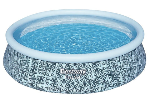 Bestway 57371E Inflatable Pool Set, Round, 3266 gal, Plastic, Gray