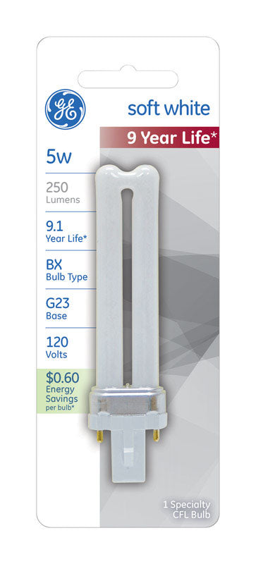 GE Energy Smart CFL Bulb 5 watts 250 lumens BX T4 4.25 in. L Soft White 1 pk