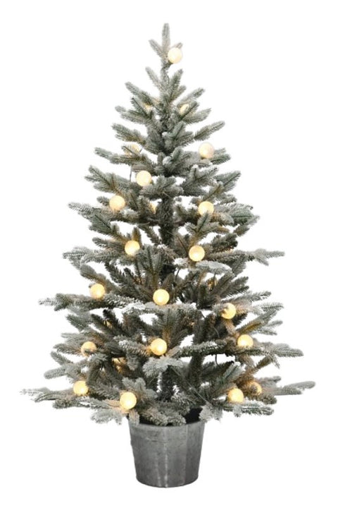 Santas Forest 33905 Snowy Spruce Potted Tree w/Light, 4 ft H, G40 Bulb, Multi/Clear Light