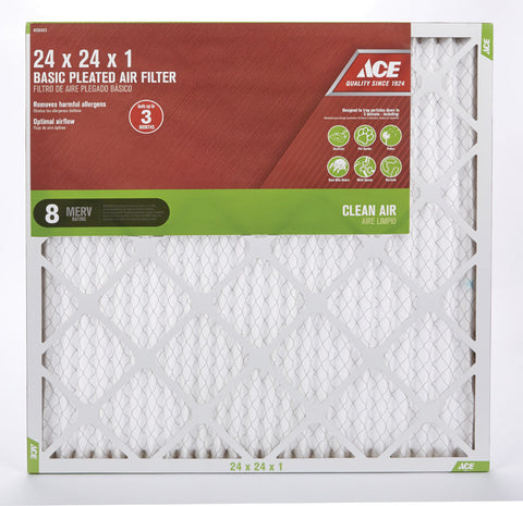 Ace 24 in. L x 24 in. W x 1 in. D Pleated Air Filter 8 MERV