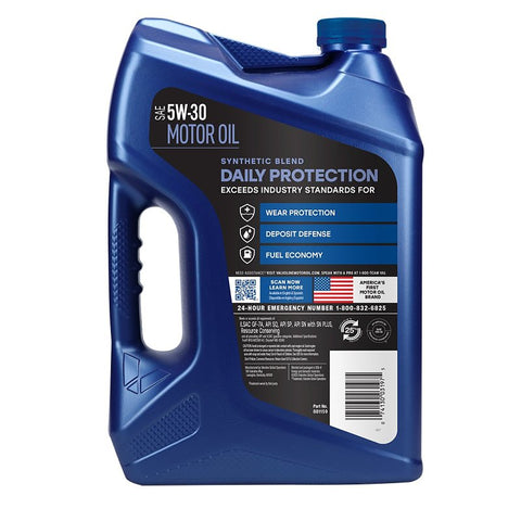 Valvoline Daily Protection 881159 Synthetic Blend Motor Oil, 5W-30, 5 qt Jug, Pack of 3